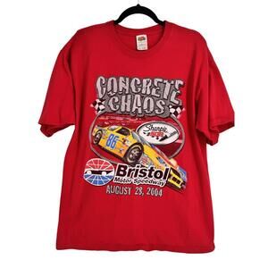Vintage Bristol Motor Speedway Shirt Mens XL Red NASCAR Concrete Chaos 2004